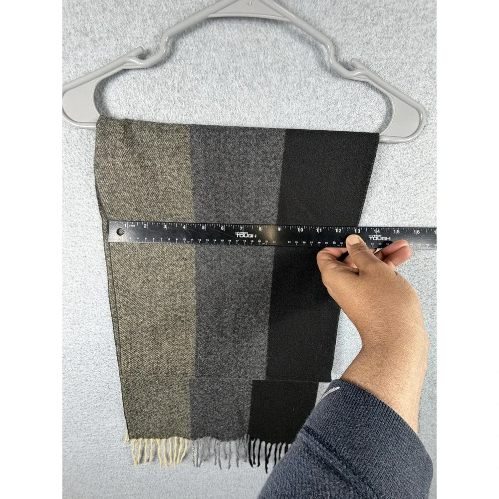 Striped Twill Scarf Mens One Size Multicolor Fringe Winter Cashmere Feel